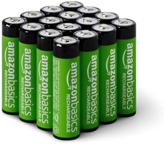 Amazon Basics 16-Pack Rechargeable AA NiMH Batteries, 2000 mAh, 1.2V, Recharge up to 1000x Times, Pre-Charged