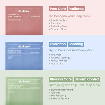 BIODANCE Bio-Collagen Real Deep Mask, Hydrating Overnight Hydrogel Mask, Pore Minimizing, Elasticity Improvement, 34g x16ea