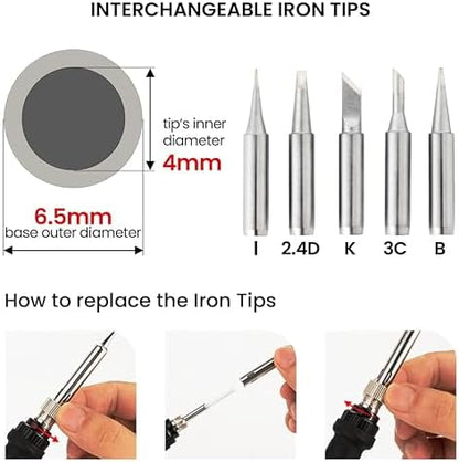 Soldering Iron Kit, 60W Soldering Iron, 5 Soldering Iron Tips, 21-in-1 Adjustable Temperature, Solder Wire, Stand, Desoldering Pump, Soldering Welding Iron Kit for Electronics Hobby DIY 110V US Plug