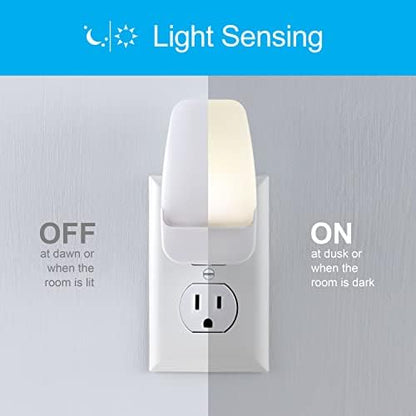 GE LED Night Light, Plug-in, Dusk to Dawn Sensor, Warm White, Ambient Lighting, Ideal for Kids and Adults Bedroom, Bathroom, Nursery, Hallway, Kitchen, 46882, 4 Pack