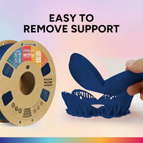 OVERTURE PLA Matte Filament 1.75mm, Matte PLA Roll 1kg Cardboard Spool (2.2lbs), Dimensional Accuracy +/- 0.03 mm, Fit Most FDM Printer (Matte Navy Blue)