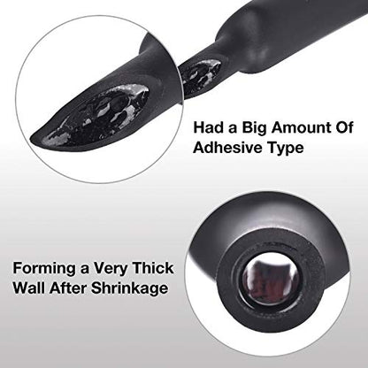 XHF 5/16 Inch(8mm) 82 Ft XHF 3:1 Waterproof Heat Shrink Tubing Roll Marine Grade Adhesive Lined Heat Shrink Tube, Insulation Sealing Oil-Proof Wear-Resistant Black