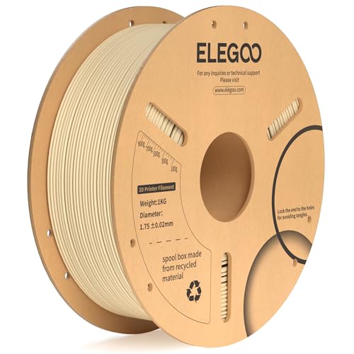 ELEGOO PLA Plus Filament 1.75mm Beige 1KG, PLA+ Tougher and Stronger 3D Printer Filament Dimensional Accuracy +/- 0.02mm, 1kg Spool(2.2lbs) Fits for Most FDM 3D Printers