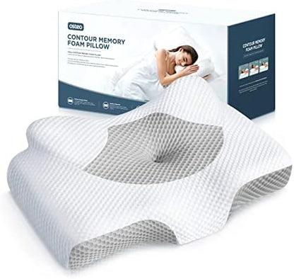 Osteo Cervical Pillow for Neck Pain Relief, Hollow Design Odorless Memory Foam Pillows with Cooling Case, Adjustable Orthopedic Bed Pillow for Sleeping, Support for Side Back Sleepers