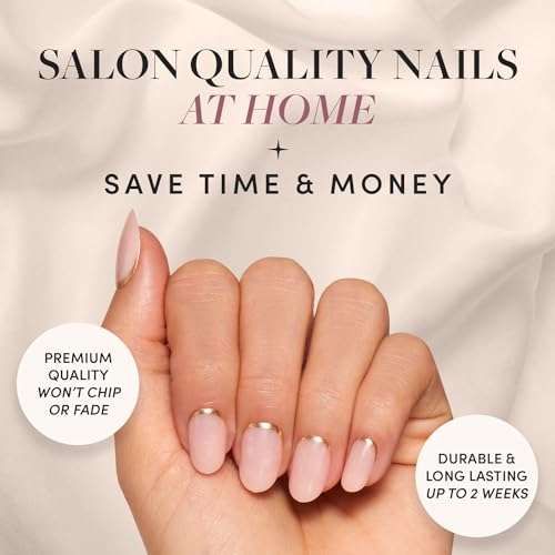 Glamnetic Press On Nails - Goal Digger | Glossy, Semi-Transparent, Short Round Nails, Reusable | 12 Sizes - 30 Nail Kit with Glue