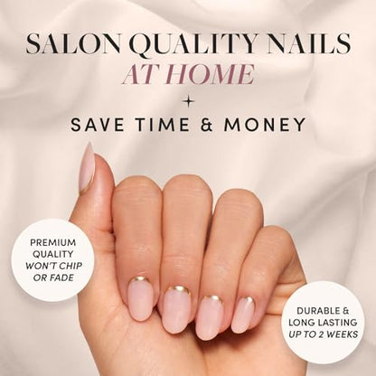 Glamnetic Press On Nails - Goal Digger | Glossy, Semi-Transparent, Short Round Nails, Reusable | 12 Sizes - 30 Nail Kit with Glue