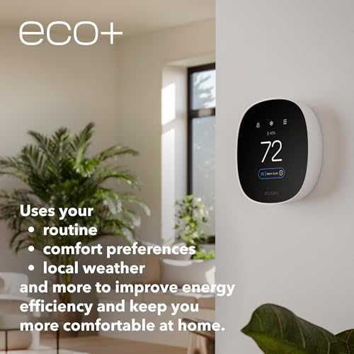 ecobee Smart Thermostat Essential - Energy Star Certified programmable Wi-Fi Thermostat - Works with Siri, Alexa, and Google Assistant