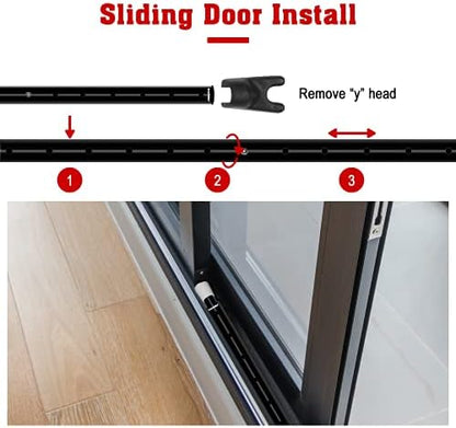 SECURITYMAN 2-in-1 Door Security Bar & Sliding Patio Door Security Bar (2 Pack) via Interchangeable Caps - Heavy Duty Iron Construction Door Stoppers for Home, Apartment, Travel Hotel - Black