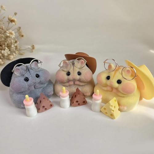 6-Pack Handmade Taba Squishy Hamster Toy, Cute Squishy Hamster Fidget Toy, Realistic Hamster Toy, Soft Silicone Mochi Furry Toy, Stress Relief Gift for Adults & Kids, Sensory Anxiety Plushie(6 colors)