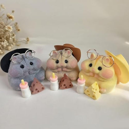 6-Pack Handmade Taba Squishy Hamster Toy, Cute Squishy Hamster Fidget Toy, Realistic Hamster Toy, Soft Silicone Mochi Furry Toy, Stress Relief Gift for Adults & Kids, Sensory Anxiety Plushie(6 colors)