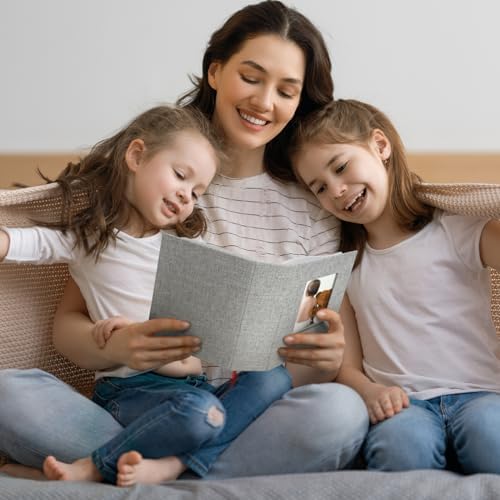 Vienrose Small Photo Album 4x6 holds 100 Photos 2 Pack, Mini Baby Photo Album Linen Cover for Gifts Wedding Family, Beige