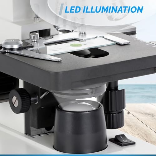 OMAX M82E Series LED Binocular Compound Lab Microscope - 40X-2000X Magnification - Microscope Kit with 100 Blank Slides & Cover Slips