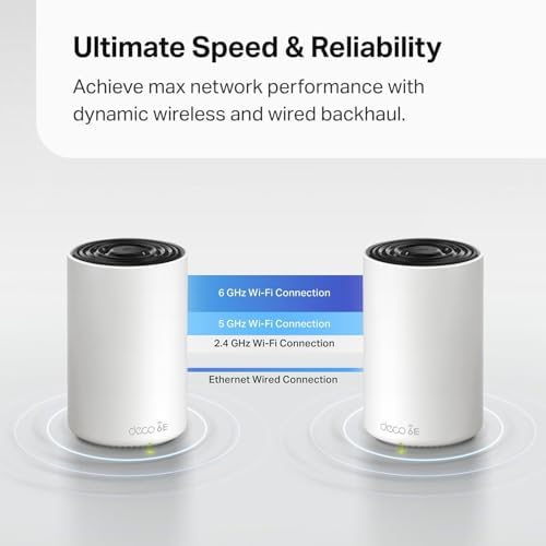 TP-Link Deco XE70 Pro AXE4900 Tri-Band WiFi 6E Mesh WiFi System - 2.5G WAN/LAN Ports, 4.9 Gbps Wi-Fi 7,200 Sq. Ft Coverage, Connect up to 200 Devices, 6 GHz Band, 3-Pack