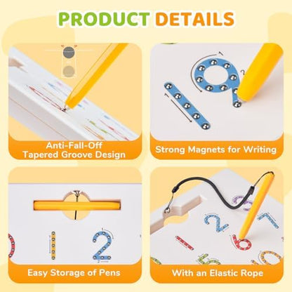 GAMENOTE Magnetic Number Tracing Board, 2 in 1 Double Sided Numbers 1-20 Writing Board for Toddlers & Kids, Preschool Handwriting Learning Toys, Educational Math Manipulatives