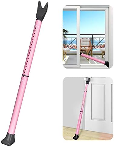 AceMining Upgraded Door Security Bar & Sliding Patio Bar, Heavy Duty Stoppers Adjustable Jammer for Home, Apartment, Travel (1 Pack,Pink)