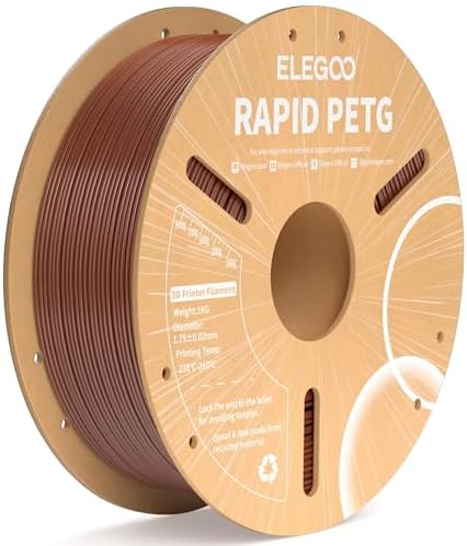 ELEGOO Rapid PETG Filament 1.75mm Brown 1KG, High Speed 30-600mm/s 3D Printer Filament Dimensional Accuracy +/- 0.02 mm, 1kg Cardboard Spool(2.2lbs) Fits for Most FDM 3D Printers