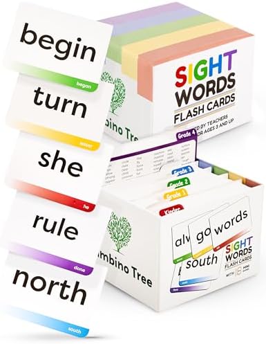 Sight Words Flash Cards Kindergarten to 4th Grade - 600 Words from Dolch's and Fry's Lists on Thick Durable Large Educational Cards with Sorting Corner and 18 Mini Learning Games