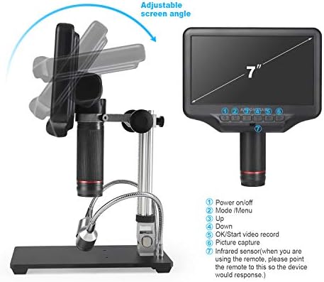 Andonstar AD407 3D HDMI Soldering Digital Microscope with 4MP UHD and 7 inch Adjustable LCD Screen USB Video Microscopes for Phone Repairing SMT SMD DIY