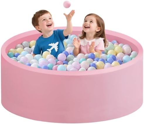 Ball Pit for Toddlers 47.24''x15.75'' Baby Ball Pit Soft Foam Ball Pits Round Lagre Kids Ball Pits Indoor and Outdoor Game Kids Play Ball Pool Ideal Gift for Children (Pink, NO Balls)