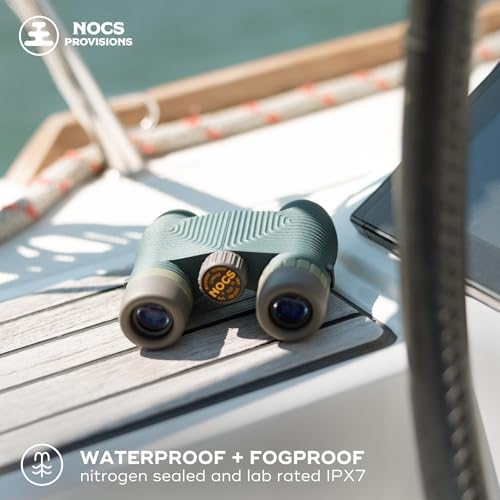 Nocs Provisions Standard Issue 8x25 Waterproof Binoculars, 8X Magnification, Bak4 Prism, Wide View Multi-Coated Lenses for Bird Watching, Hiking & Backpacking - Cypress Green II