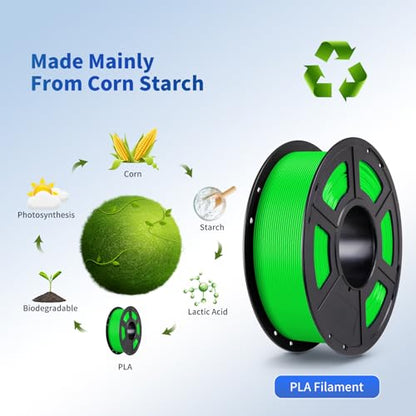 ANYCUBIC PLA 3D Printer Filament, Glow in The Dark, 3D Printing PLA Filament 1.75mm Dimensional Accuracy +/- 0.02mm, 1KG Spool (2.2 lbs), Green PLA, Glow Green