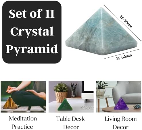Amazing Gemstone Pack of 11 Crystal Pyramid Healing Stones - 1" Wholesale Bulk Crystals Pyramid Figurine of Natural Stone for Meditation, Reiki, Chakra Balancing and Crystal Pyramids Grid