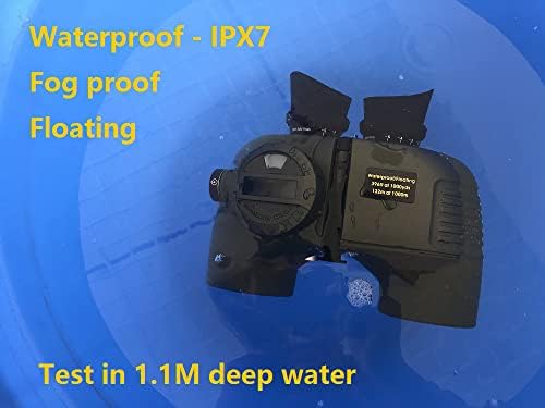 Hooway 7x50 HD Waterproof Military Marine Binoculars w/Internal Rangefinder & Compass for,Bird Watching,Boating and More(Army Green) …
