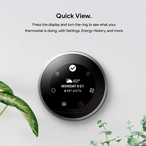 Google Nest Learning Thermostat - 3rd Gen (2015) - Programmable Smart Thermostat for Home - Works with Alexa - Stainless Steel