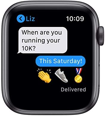 Apple Watch Series 6 (GPS, 44mm) - Space Gray Aluminum Case with Black Sport Band (Renewed)