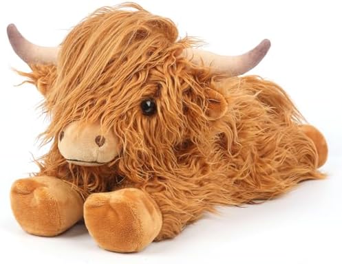 Highland Cow Stuffed Animals, Microwavable Stuffed Animals Heating Pad for Cramps, Pain Stress Relief, Heatable & Coolable Lavender Scented Cow Plush Toy for Anxiety, Women Kid Bedtime Highland Cattle