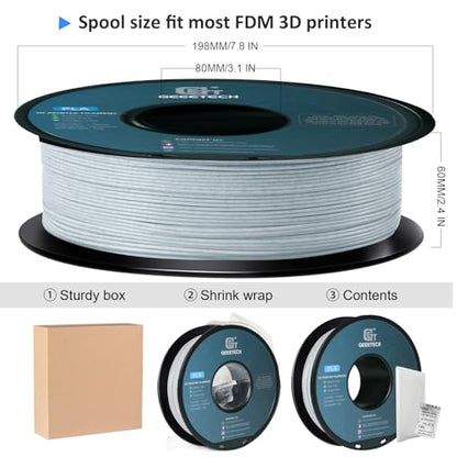 Geeetech Marble PLA 3D Printer Filament, Stone-Like Appearance, 1kg Spool (2.2lbs), 1.75mm Dimensional Accuracy +/- 0.02 mm, Marble White-Grey Color