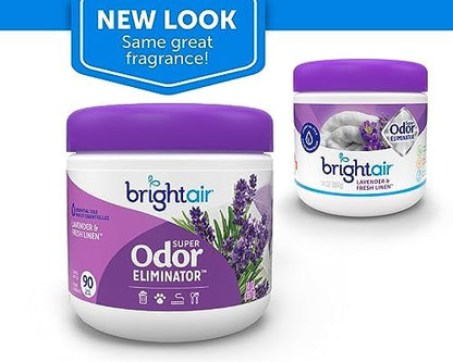 Bright Air 14 oz. Super Odor Eliminator, For Medium-Size Spaces, Lavender & Fresh Linen Scent, Case of 6, Odor Eliminator & Air Freshener, Natural Essential Oils, Lasts Up to 90 Days Each