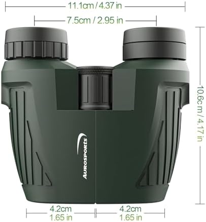 Aurosports 15x25 Compact Binoculars for Adult Kids - High Power Binoculars for Bird Watching - Easy Focus Small Binocular with Low Light Vision for Travel, Camping, Concert, Hiking -Green