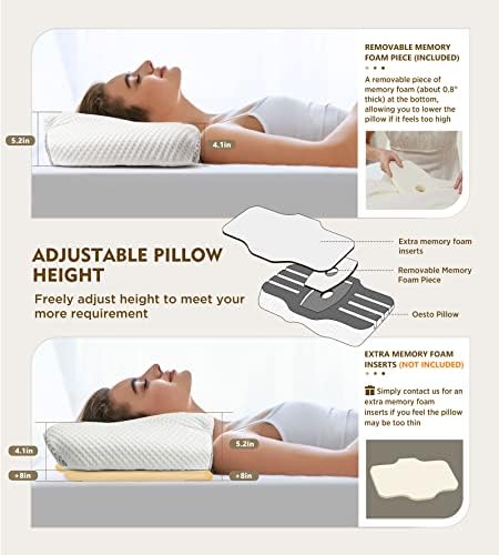 Osteo Cervical Pillow for Neck Pain Relief, Hollow Design Odorless Memory Foam Pillows with Cooling Case, Adjustable Orthopedic Bed Pillow for Sleeping, Support for Side Back Sleepers