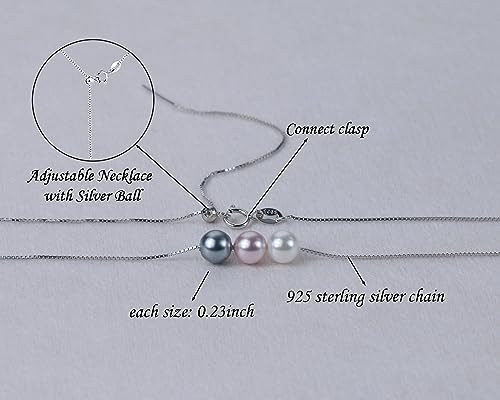 Sereney Birthday Gifts for Girls Women, Sterling Silver Pearl Necklace as 7 9 10 11 13 15 16 18 21 30 40 50 60 Year Old Birthday Gifts, Single Pearl Necklace as Bday Gifts for Friends