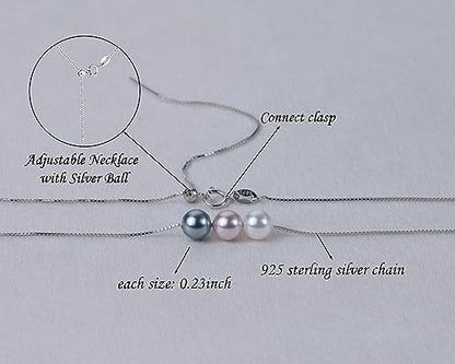 Sereney Birthday Gifts for Girls Women, Sterling Silver Pearl Necklace as 7 9 10 11 13 15 16 18 21 30 40 50 60 Year Old Birthday Gifts, Single Pearl Necklace as Bday Gifts for Friends