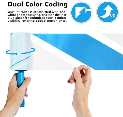 Extra Sticky Lint Roller, Mega Value Set 1000 Sheets for Pet Hair Removal, Dog and Cat Lint Remover for Clothes, Furniture, Carpet