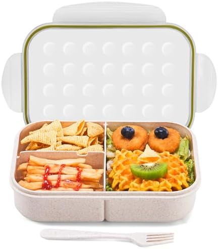 MISS BIG Bento Box for Kids,Leak Proof,Mom’s Choice Kids Lunch Box, No BPAs and No Chemical Dyes,Microwave and Dishwasher Safe Lunch Containers(White)