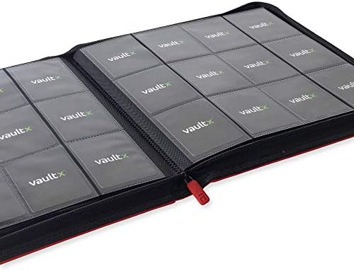 Vault X 12 XL Pocket Trading Card Zip Binder - 624 cards, Premium Exo-Tec Album Material, 26 Side-Loading Pages, Folder for Collectible Card Games, Sports, TCG (Red)