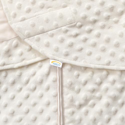 HALO Sleepsack Swaddle, 3-Way Adjustable Swaddle Blanket, TOG 3.0, Velboa Plush Dots, Cream, Newborn, 0-3 Months