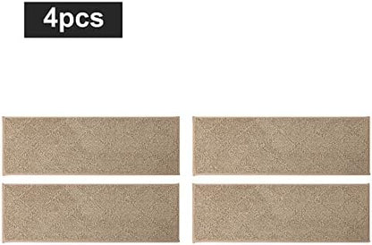 COSY HOMEER Edging Stair Treads Non-Slip Carpet Mat 28inX9in Indoor Stair Runners for Wooden Steps, Edging Stair Rugs for Kids and Dogs, 100% Polyester TPE Backing(4pc, Beige)