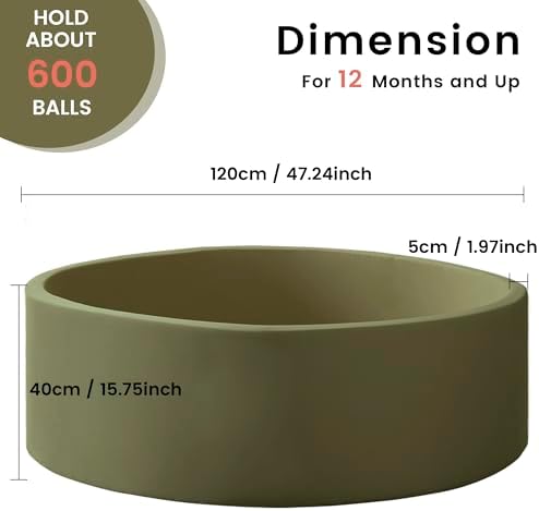Ball Pit for Toddlers 47.24''x15.75'' Baby Ball Pit Soft Foam Ball Pits Round Lagre Kids Ball Pits Indoor Kids Play Ball Pool Ideal Gift for Children (Sagegreen, NO Balls)