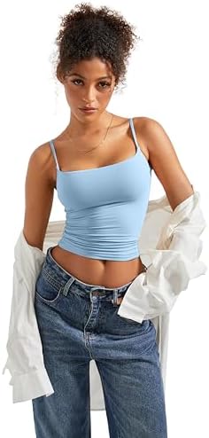 SUUKSESS Women Sexy Square Neck Tank Top Summer Y2K Going Out Basic Cami Shirt