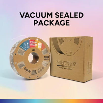OVERTURE Matte PLA 3D Printer Filament 1.75mm, Matt Surface & Low Warping Filament 1kg Spool (2.2 lbs), Accuracy +/- 0.02 mm, Fit Most FDM Printers (Matte Skin)