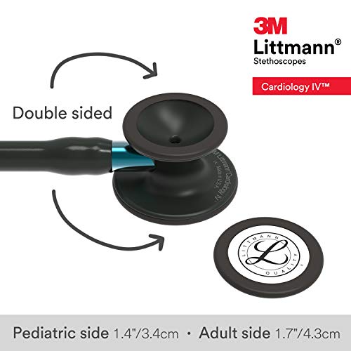 3M Littmann Cardiology IV Diagnostic Stethoscope, 6201, More Than 2X as Loud, Weighs Less, Stainless Steel Black-Finish Chestpiece, 27" Blue Stem, Black Tube and Headset