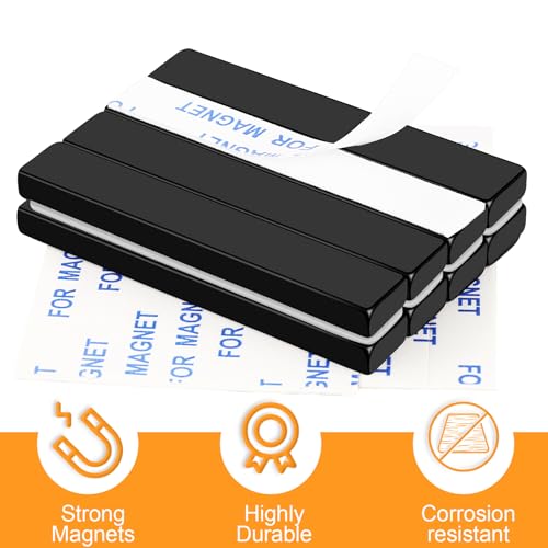 MIKEDE Black Magnets, 30 Pack Strong Neodymium Magnets Bar, Heavy Duty Rare Earth Magnet with Adhesive Backing, Powerful Bar Magnet for Crafts Kitchen DIY Science Office - 2.36 x 0.4 x 0.2in