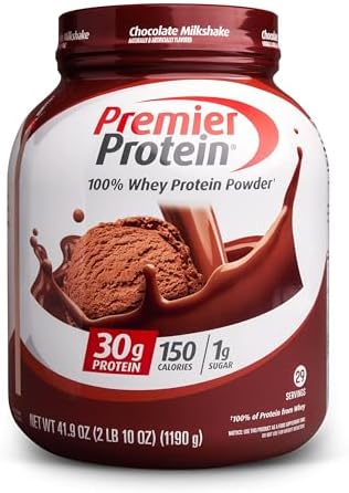 Premier Protein Protein Powder, 30g Protein, 1g Sugar, No Soy Ingredients, Gluten Free, Chocolate Milkshake, 29 Servings, 41.9oz