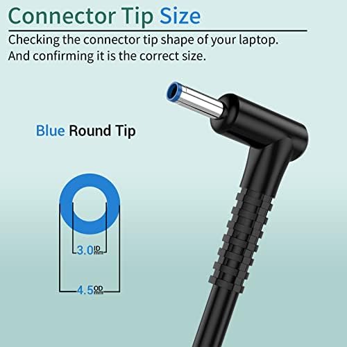 65W Replacement for HP Laptop Charger Probook, Envy, Pavilion, Stream, EliteBook, X360 Computer Charger Blue Tip Notebook PC Power Cord - 10ft