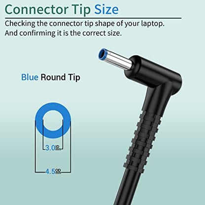 65W Replacement for HP Laptop Charger Probook, Envy, Pavilion, Stream, EliteBook, X360 Computer Charger Blue Tip Notebook PC Power Cord - 10ft