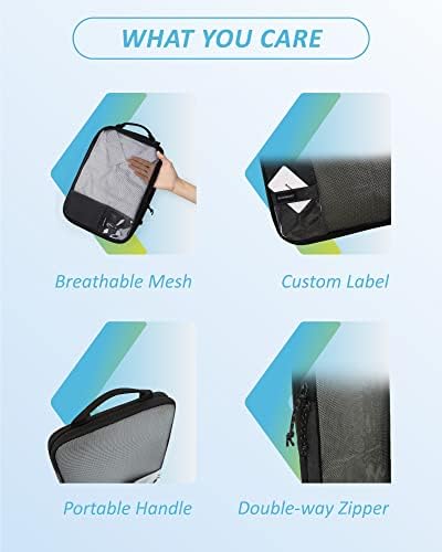 BAGSMART 6 Set Compression Packing Cubes - Lightweight Travel Essentials, Durable Luggage Organizer